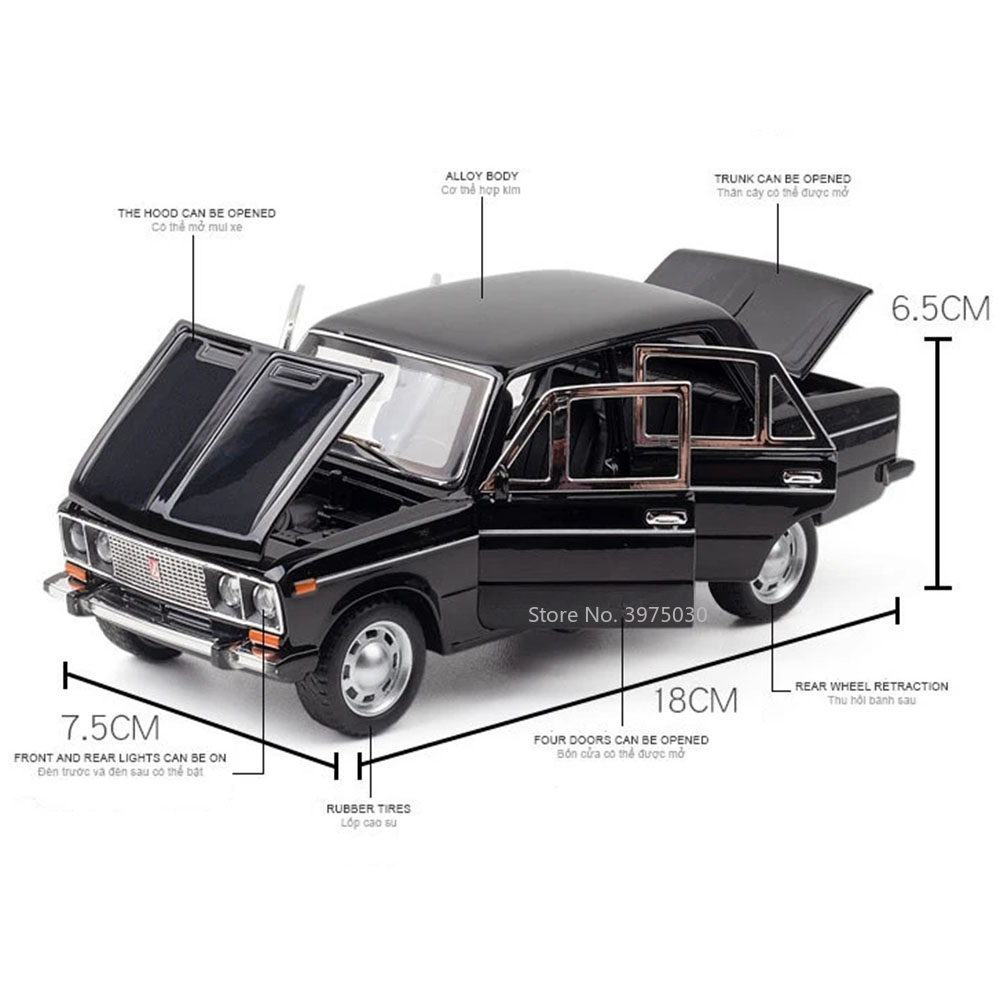 1/24 lada 2106 liga escala modelo de carro diecast veículos carro brinquedos com som e luz brinquedos coleção para meninos presente aniversário crianças