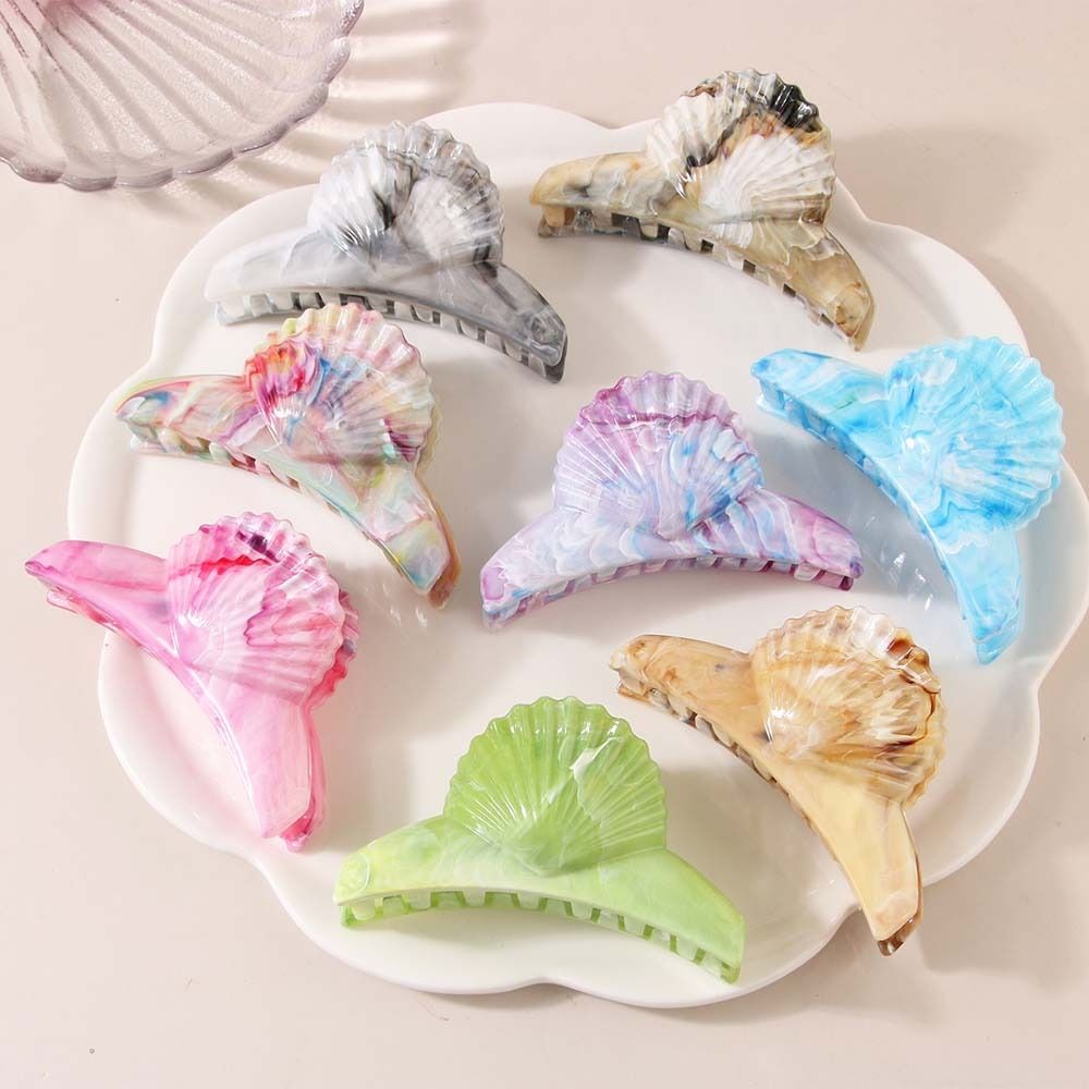 1 PCS Acetate Shell Shaped Hair Clip Beach Styling Accessory Sea Creature Shark Claw Ponytail Clip Hair Accessory