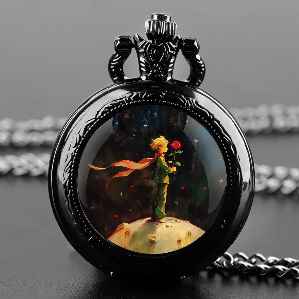 Карманные часы с куполом Prince and Rose и цепочкой, циферблатом с арабскими цифрами, винтажное мужское и женское ожерелье, часы с подвеской, лучший подарок для детей
