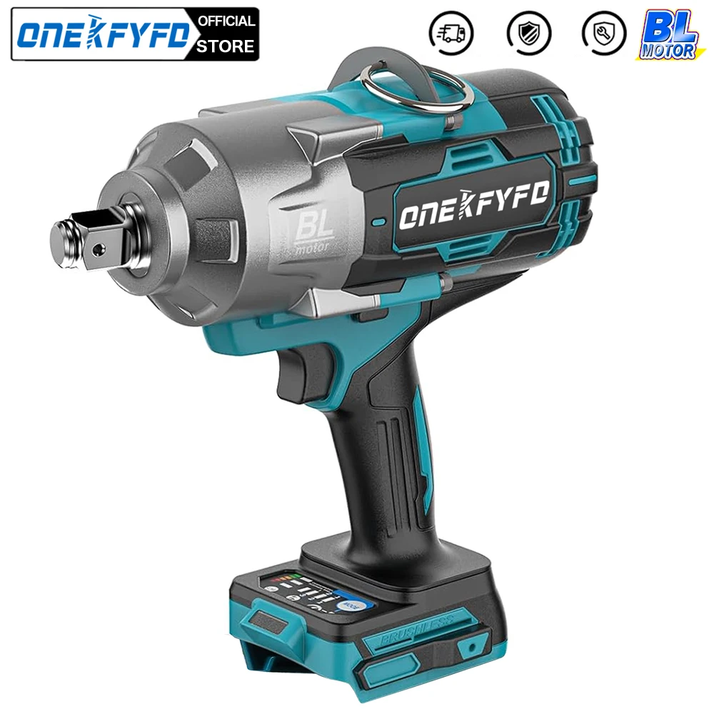 Llave de impacto eléctrica inalámbrica sin escobillas, 2100N.M, recargable, herramientas eléctricas de 3/4 ", Compatible con batería Makita de 18V