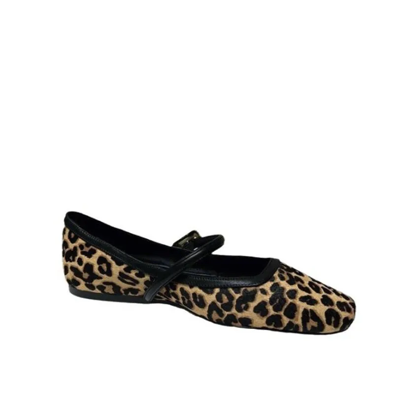 2024 frauen Flache Schuhe Runde Kappe Leopard Print Casual Schuhe Frau Atmungsaktive Slip-on Outdoor Weiche Mary Jane schuhe 2024 Neue