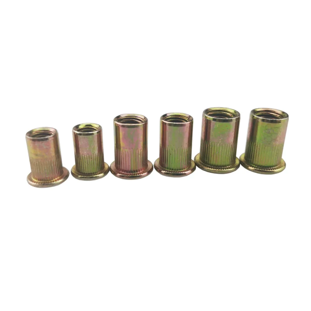 ALLSOME 300Pcs Niet Mutter Metric Aluminium Legierung Muttern Einsatz Nieten M3 M4 M5 M6 M8 M10 M12 Flache Kopf mutter Sets Kit