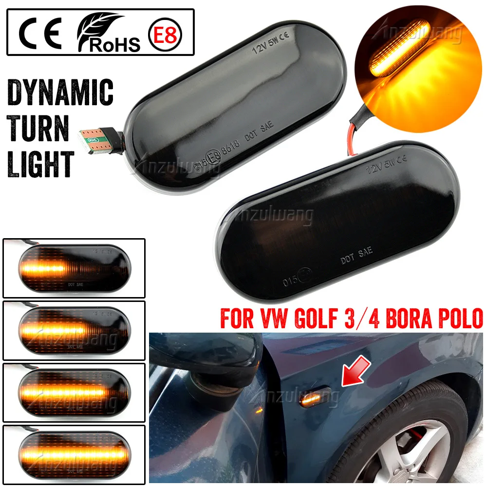 2 uds Led indicador lateral dinámico luz intermitente secuencial para VW Golf 3 4 MK3 MK4 Passat 3BG Polo 6N 9N Bora Vento