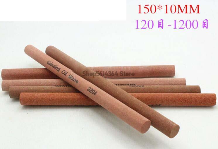 80/120/180/240/320/400/600/800/1000/1200 Grana Asta Rotonda Affilatura Pietre Olio 10x150mm Lunghezza 2 pezzi