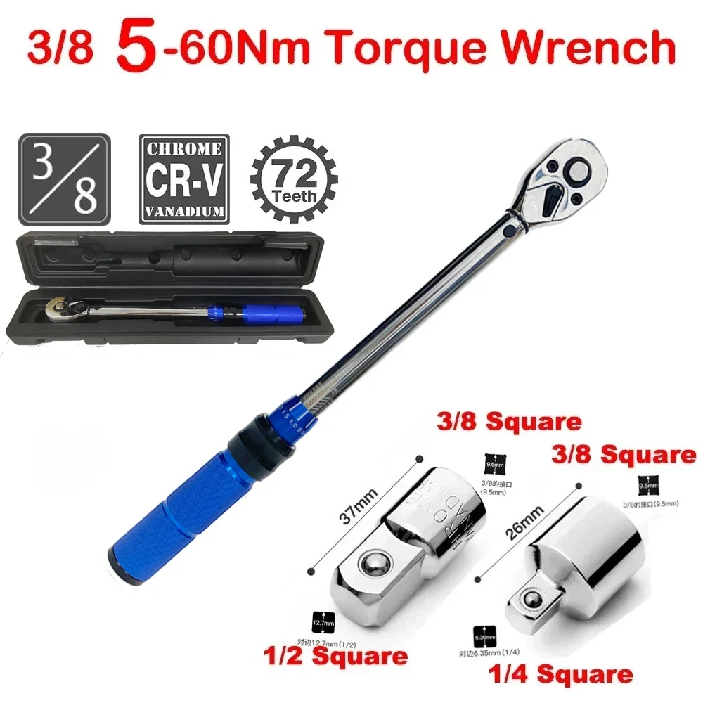 3/8 chiave dinamometrica 5-60Nm bici chiave dinamometrica professionale chiave automobilistica strumenti per officina meccanica Set di chiavi di azionamento adattatore quadrato