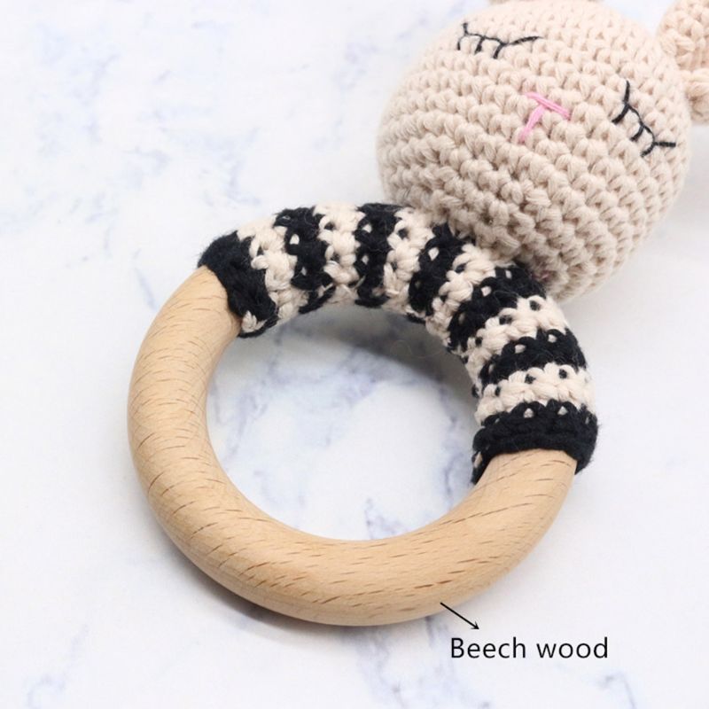 Sonajero de Animal de ganchillo, pulsera de chupete, anillo de mordedor, producto para bebé, juguete de cuna para cochecito, regalo para Recién Nacido QX2D