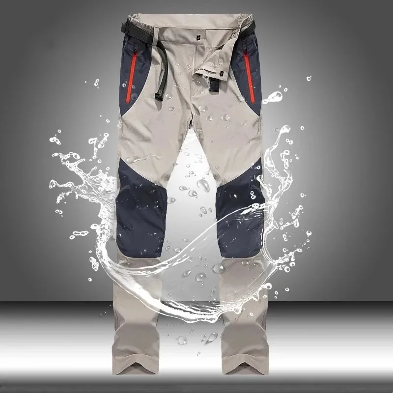 Calça cargo tática à prova d'água masculina, primavera verão, secagem rápida, calças compridas, esportes ao ar livre, trekking, acampamento, pesca, 4xl