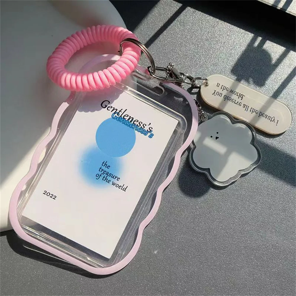 Creative Design Kpop Photocard Holder Transparent Card Holder Keychain Photo Sleeves Bus Card Student Card Case Photo Protector