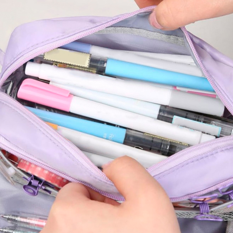 Macaron Pencil Case Double layer Large Capacity pencil bag Cute Back to School Stationery Supplies Schools