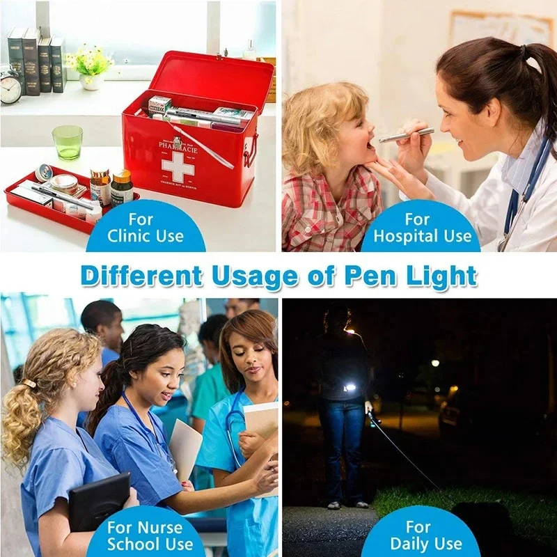 Mini portátil médico acessível led caneta luz lanterna usb recarregável dentista enfermeira tocha com clipe de aço inoxidável