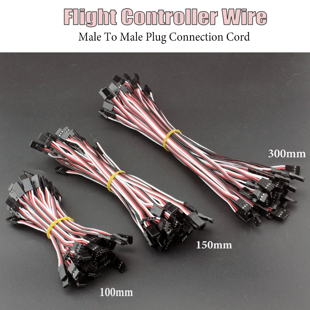 8/10 pces 100mm 150mm 300mm linha de controle de vôo servo cabo de extensão macho para macho para jr plug servo extensão cabo de fio de chumbo