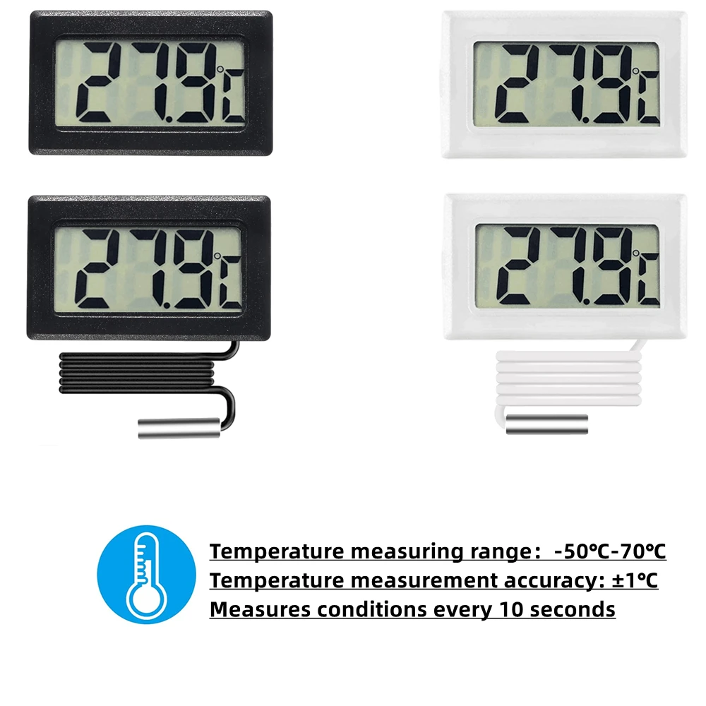 Mini Màn Hình Kỹ Thuật Số LCD Nhiệt Kế Ẩm Kế Nhiệt Độ Trong Nhà Tiện Lợi Cảm Biến Nhiệt Độ Độ Ẩm Đo Đồng Hồ Đo Cụ Cáp