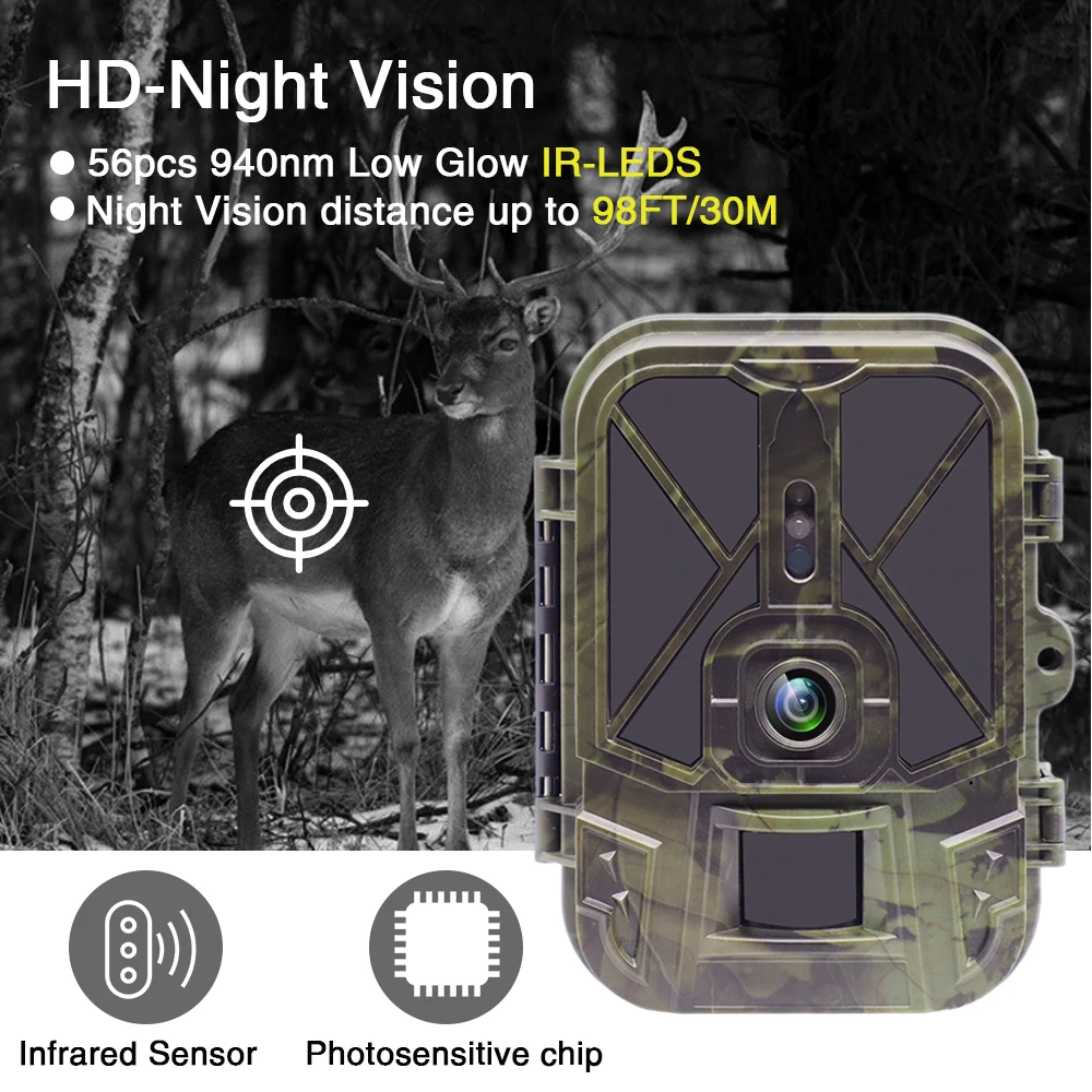 4k 30mp transmissão ao vivo wifi trail câmera app bluetooth câmeras de caça com 10000mah li-bateria visão noturna wifi940prooli