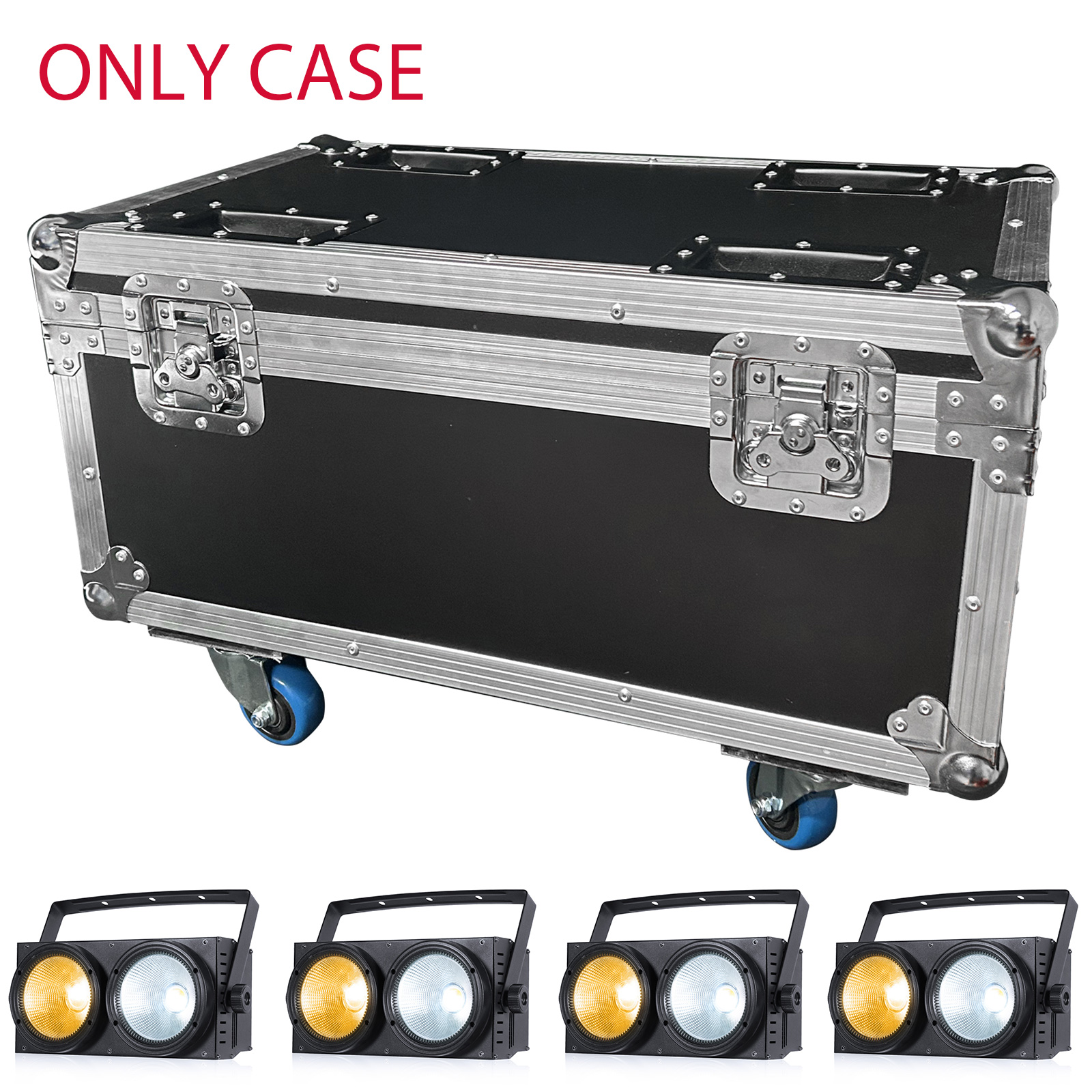 Étui de compagnie aérienne Fieryzeal pour (4) boîtiers de Gator robustes à lumière LED COB Par 200W pour étui de vol à lumière Par Double couleur à 2 yeux