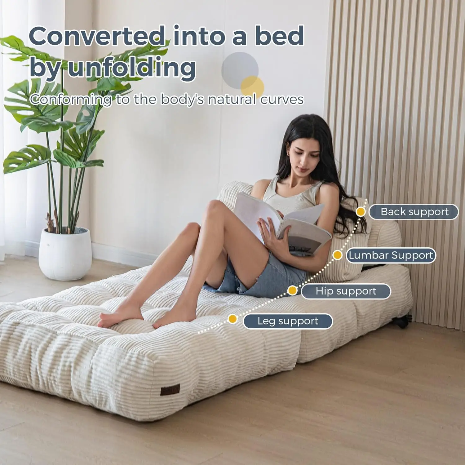 Sofá de compressão a vácuo dobrável simples tecido canto modular piso multi função nordic sala estar quarto decoração
