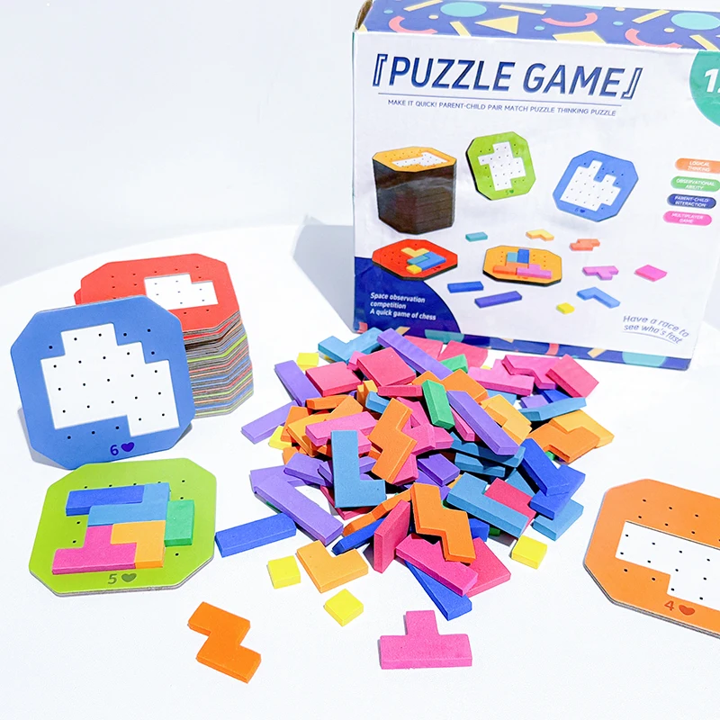 Dzieci Tangram Puzzle Zabawka Geometria Kolorowe Logiczne Myślenie Gra Montessori Edukacja Zabawka matematyczna dla dzieci Trening mózgu