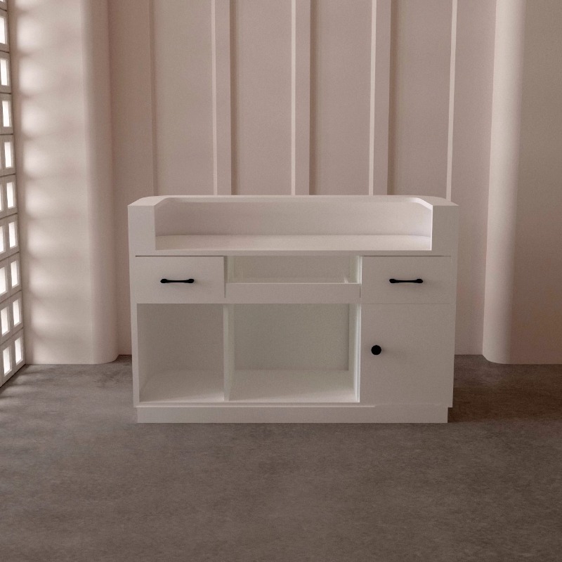 Small shop checkout page counter simple modern clothing store beauty salon paint front desk women's front desk reception desk
