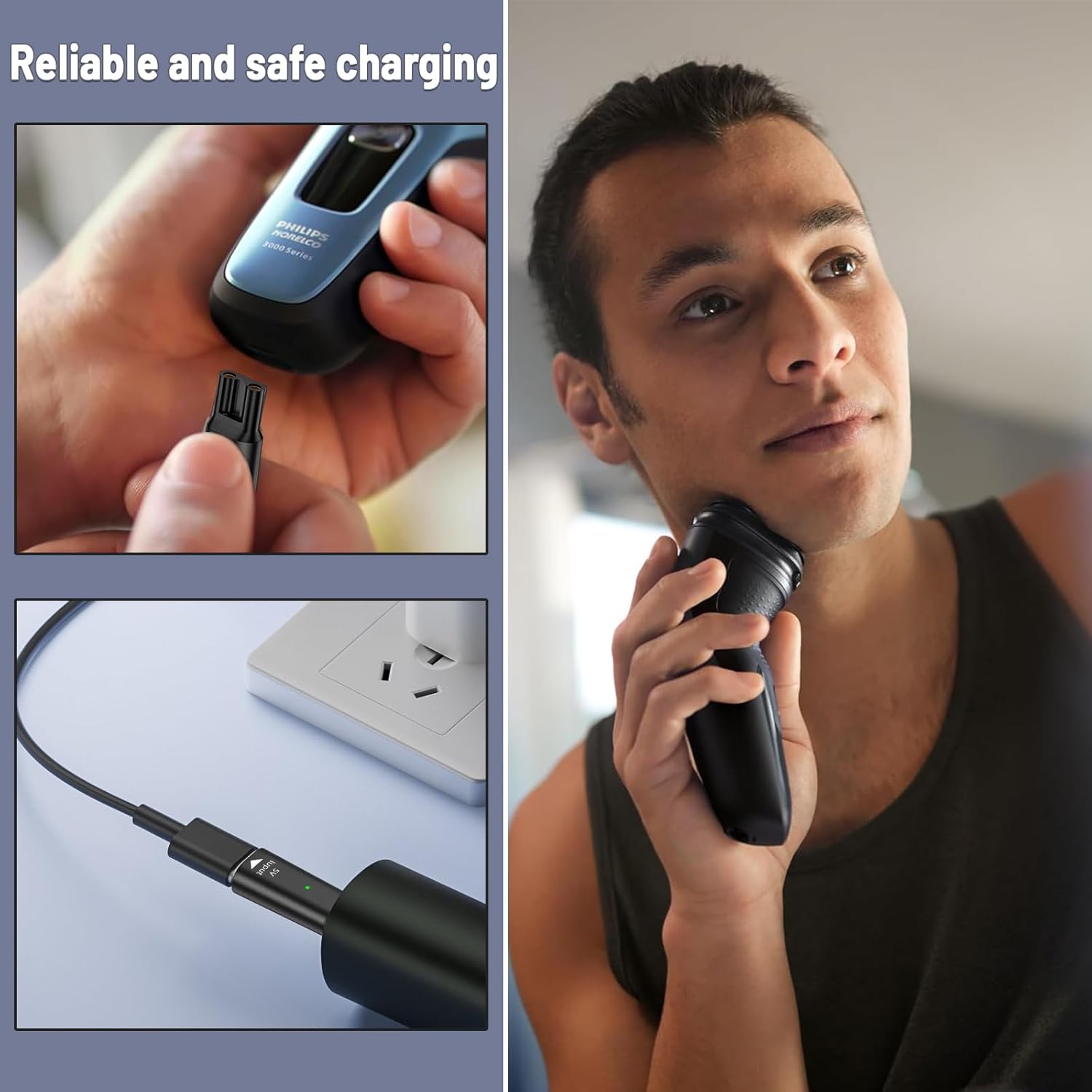 Brangdy 8V HQ850 Type-C Shaver Charger Adapter Charging Converter for Philips One Blade QP2530 QP2630 Hybrid Electric Shaver