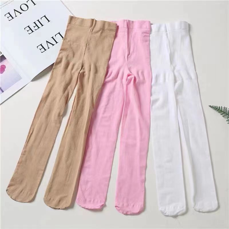 Pantimedias finas de caramelo para primavera y otoño, pantimedias de baile de Ballet para niñas, medias de terciopelo para niños, pantimedias blancas sólidas