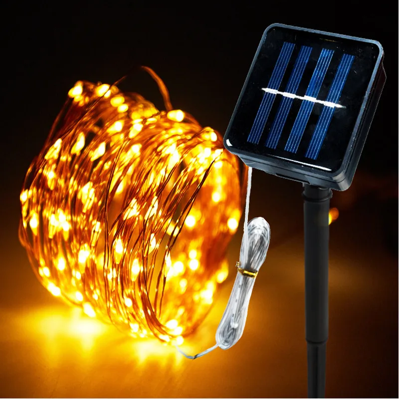 1 パック 100/200 LED ソーラーストリングライト屋外防水 8 モードきらめきフェアリーライトガーデンキャンプウェディングパーティーの装飾