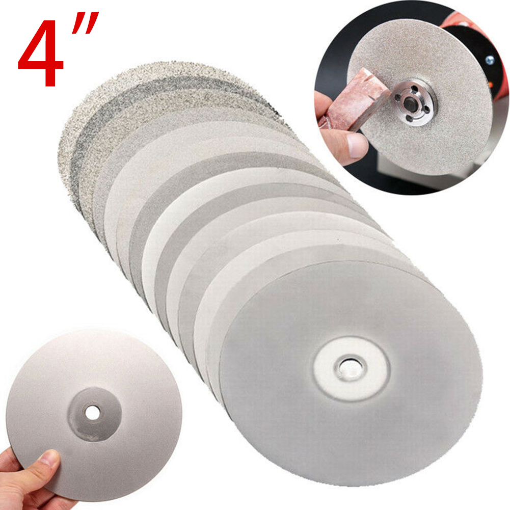 4" 100mm Diamond Coated Flat Lap Wheel Lapidary Polishing Grinding Disc 80~3000Grit For Jewelry Jade Crystal Glass Polishing