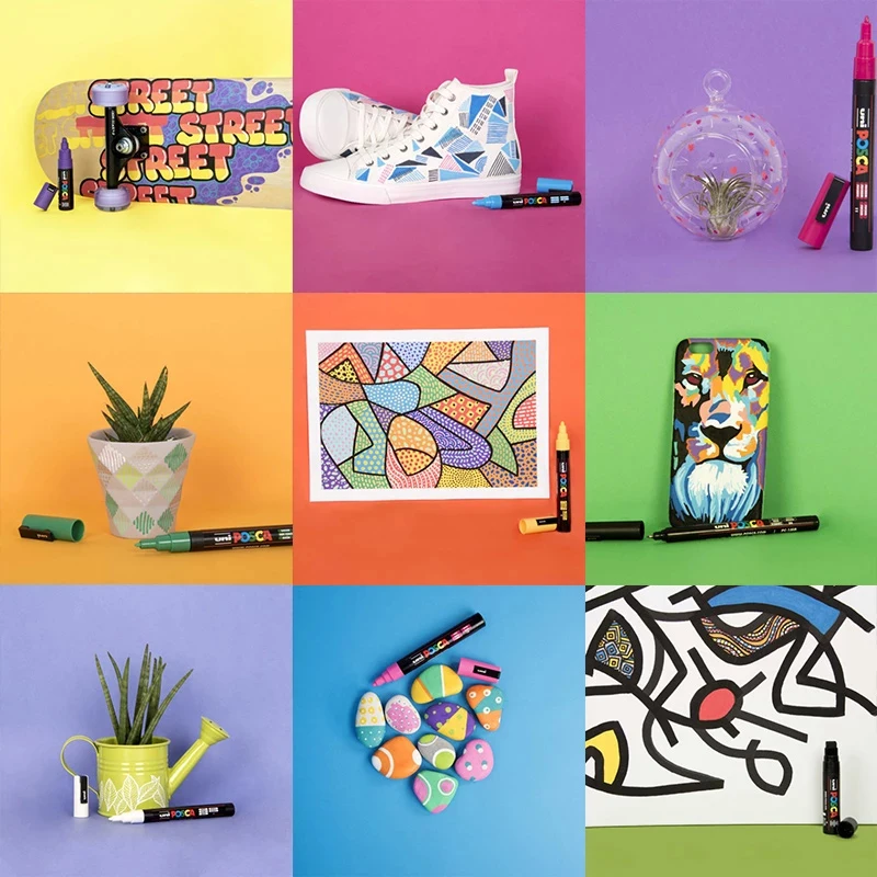 Uni Posca Đầy Đủ Đánh Dấu PC-1M 3M 5M Đa-Màu Sắc Acrylic Permanente Rotulador Áp phích Graffiti Sơn Bút Cho Vải Đá Kim Loại