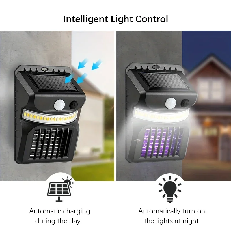 Lámpara Solar para exteriores, luz matamosquitos con función de Control de Mosquitos, Sensor infrarrojo, luz de carretera impermeable para jardín