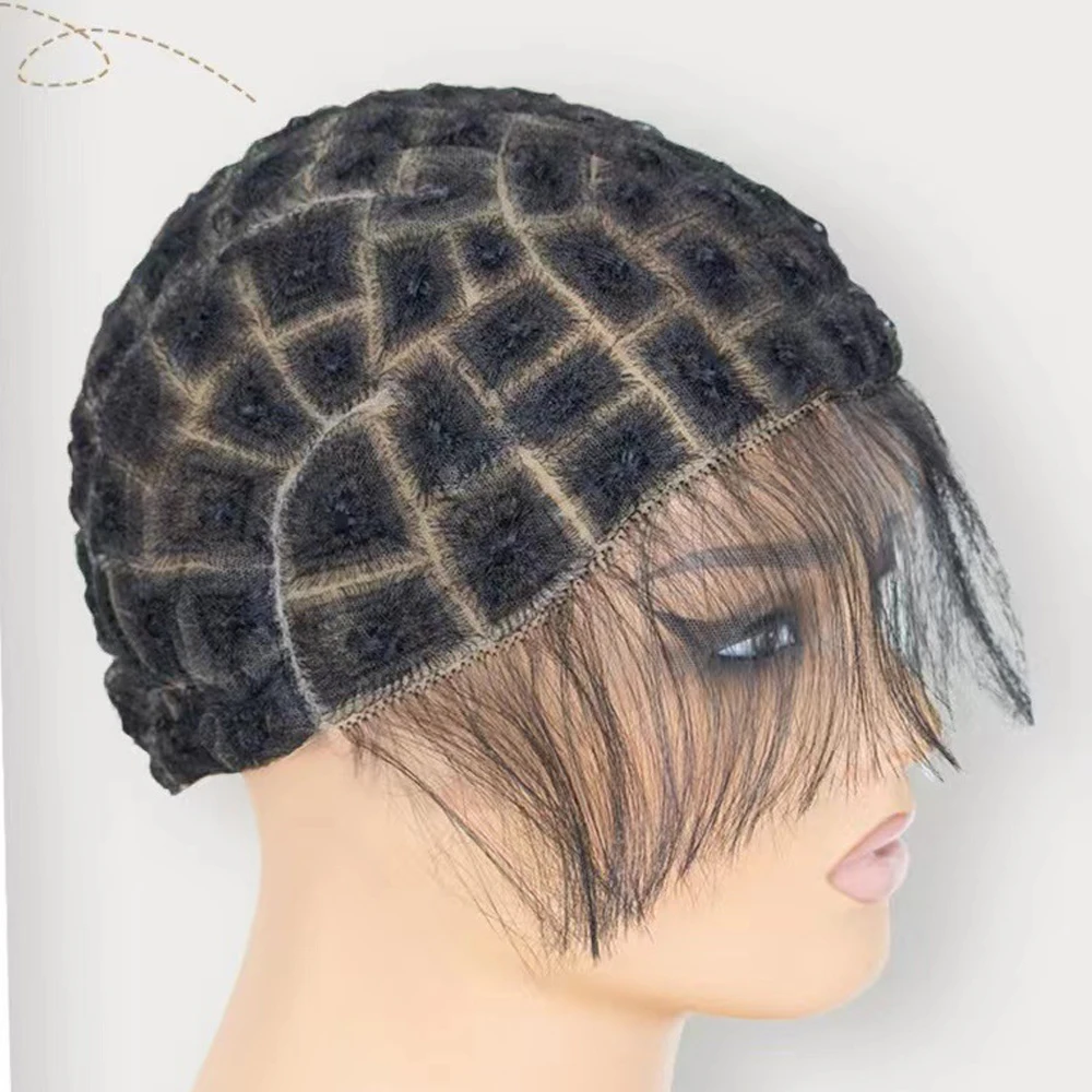 Peruca trançada para tranças de crochê, peruca trançada de renda dupla completa com cabelo de bebê, adequada para fazer perucas de crochê com franja