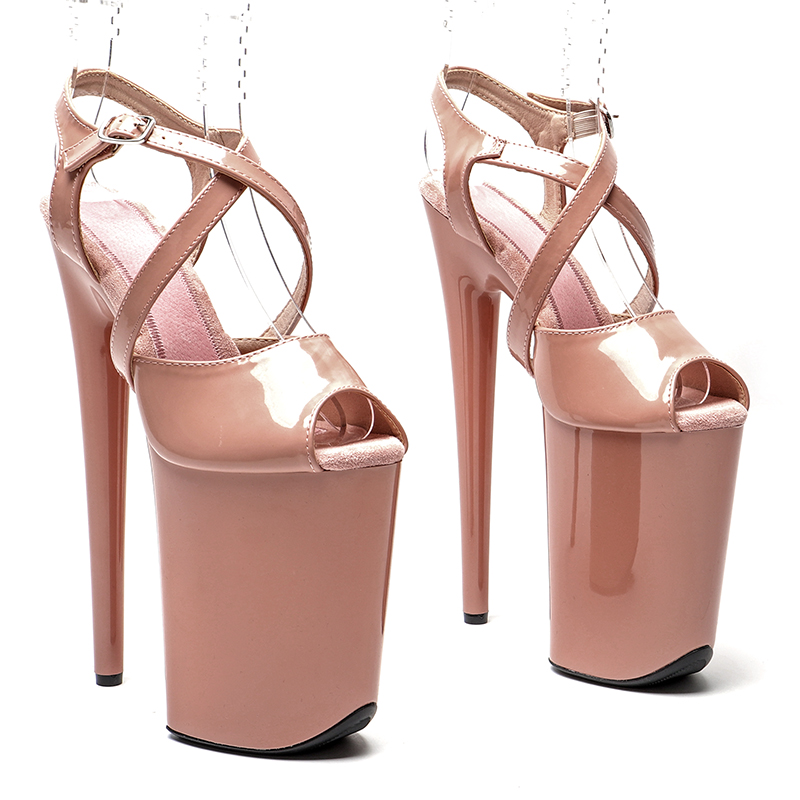 Leecabe 23cm/9 Zoll Patent Pu Upper Open Toe Mode Plattform High Heels Sandalen Pole Dance Schuhe