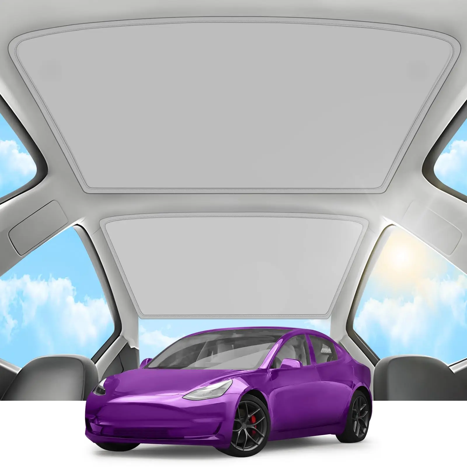 Para tesla modelo 3/y modelo 3 highland modelo y juniper 2025 pano de gelo fivela vidro telhado pára-sol do carro dianteiro traseiro teto solar clarabóia