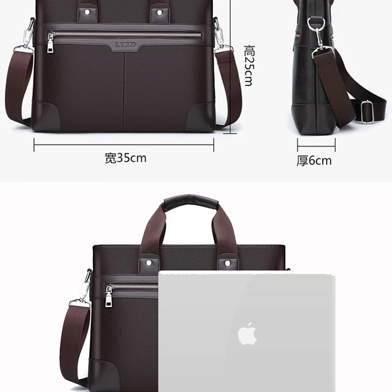 Aktentasche aus PU-Leder für Herren, Dokumente, Designer-Chefhandtasche, Laptop 14, Schultertasche, Business-Messenger-Einkaufstasche, Ehemann