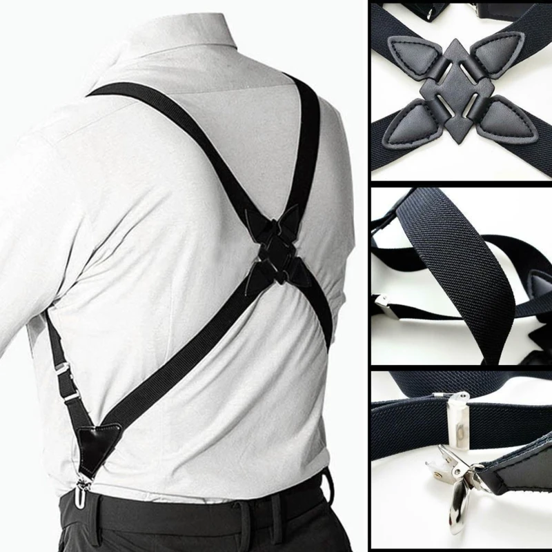 Gun Holster Style Elastic Shoulder Strap Clip Side Back Style Cross Over Adult men's women's Polyester Suspende Elastic Sturdy