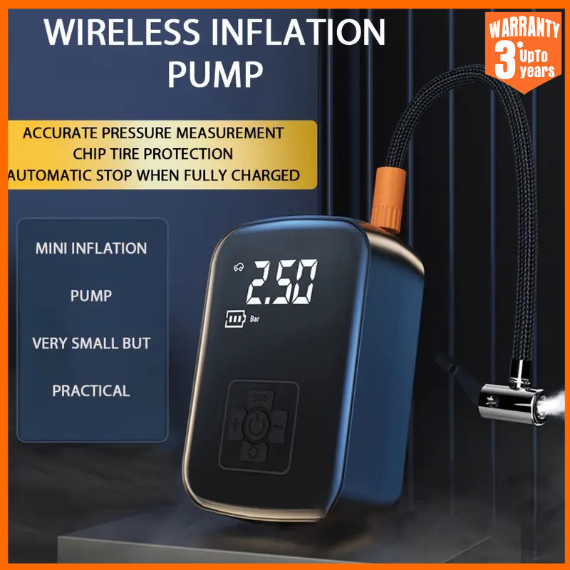 GUYN Draadloze autoluchtpomp Draagbare luchtcompressor voor auto's, motorfietsen, elektrische bandenpomp met digitaal LCD-display