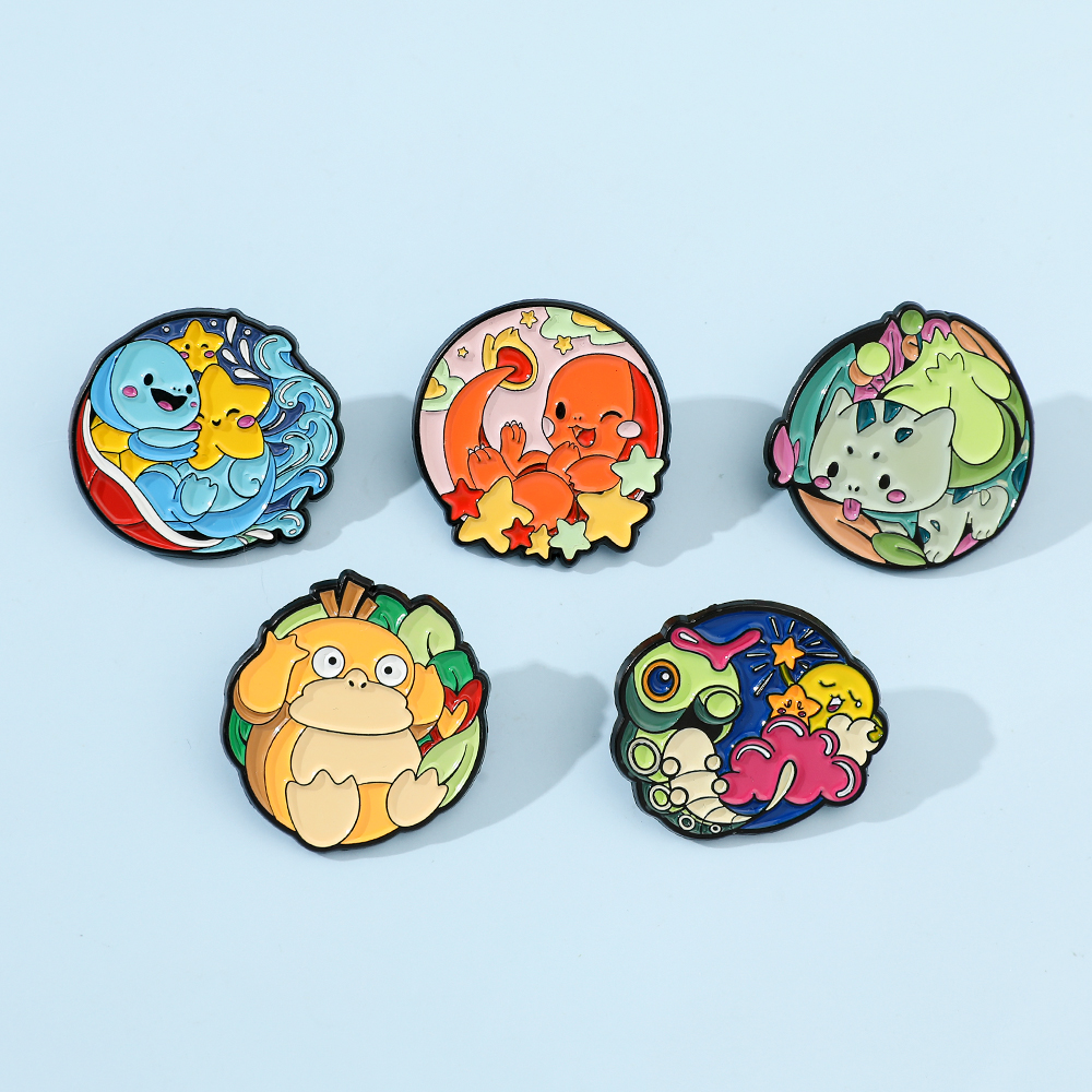5 Pcs Creative Cartoon Pokémon Metal Brooch Cute Charmander enamel lapel Backpack Clothing Pin Jewelry Accessories Gift