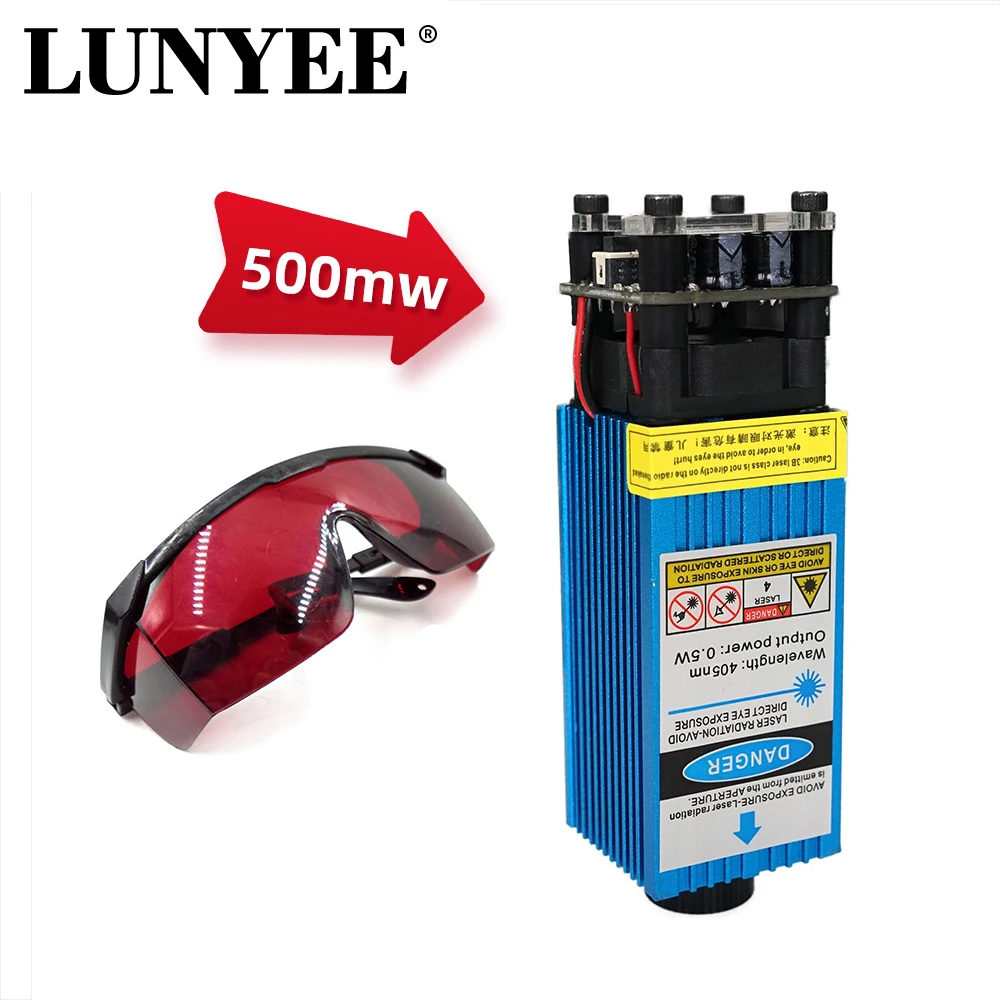 500MW 405NM 12V/24V Xanh Tím Than Laser Module Có Thể Điều Chỉnh Tiêu Cự Đầu Laser Với TTL Điều Khiển PWM với Kính Cho Laser Khắc