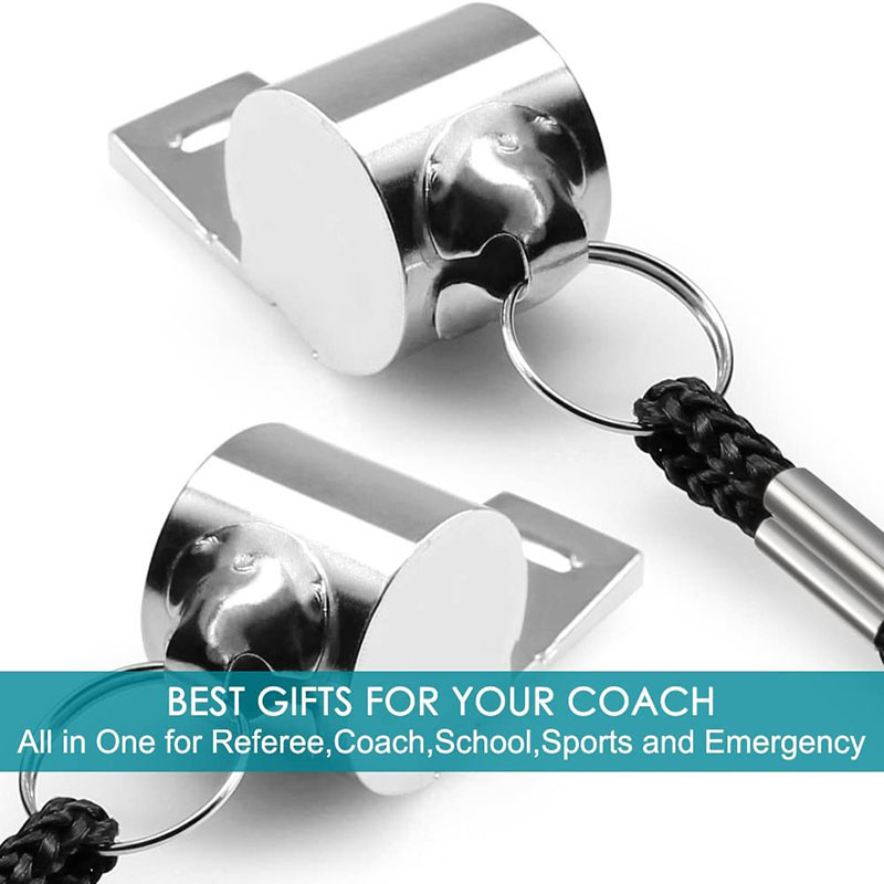 5 แพ็คสแตนเลสนกหวีด Loud โลหะนกหวีด Lanyard ผู้ตัดสินมืออาชีพนกหวีด Coaches Lifeguards Survival Sport