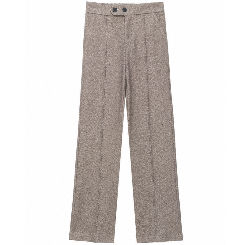 Große Größe Dicke Wollmischung Gerade Hosen Koreanischen Stil Woolen Breite Bein Hosen Frauen Winter Casual Neue Hohe Taille Lose Hosen