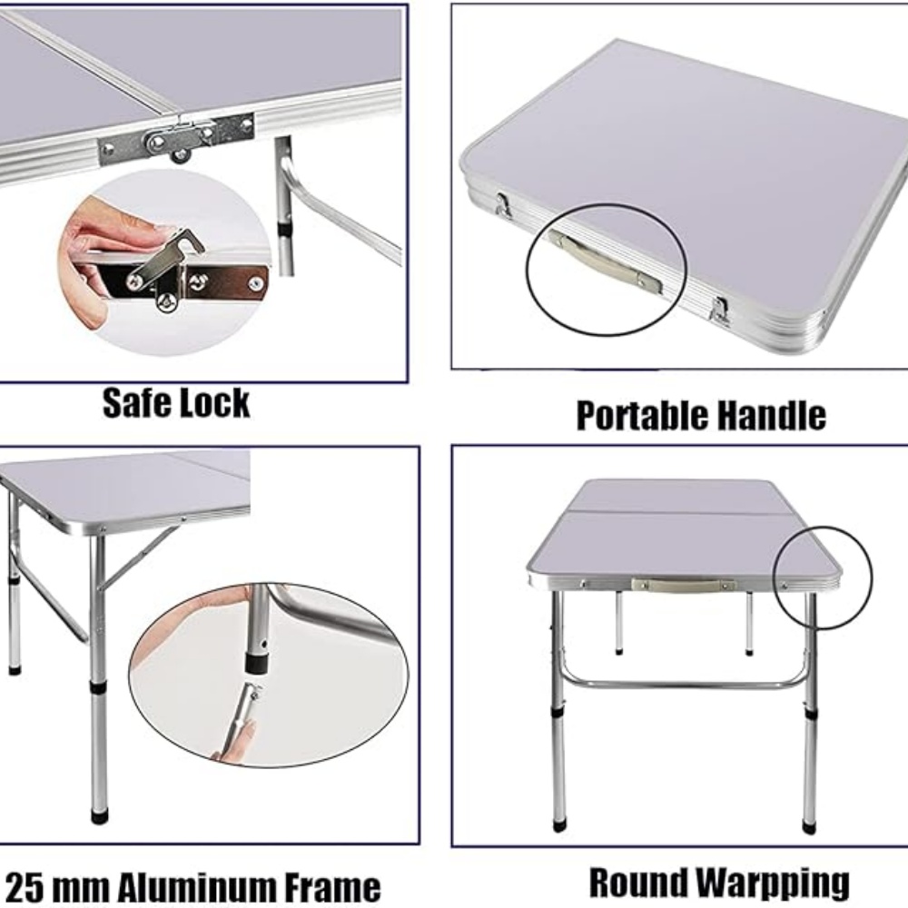 Mesa plegable de 3 pies/90cm, mesa de Camping portátil ligera, patas de goma antideslizantes, mesa plegable de aluminio y acero de primera calidad