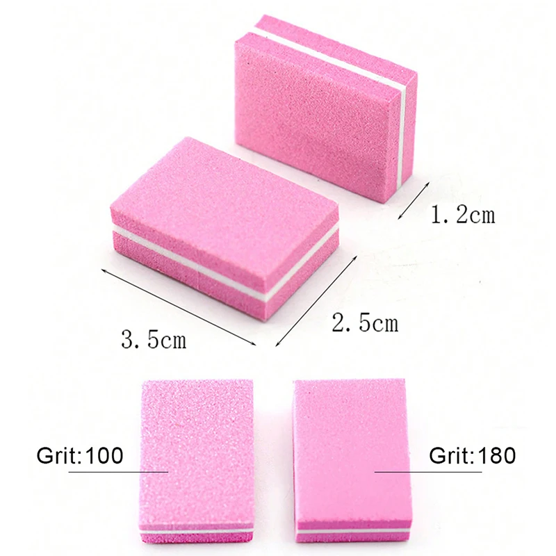 50 Uds. Mini lima profesional para decoración de uñas 100/180 papel de lija puntas de manicura archivo de cuidado lijado accesorios de pulido herramientas