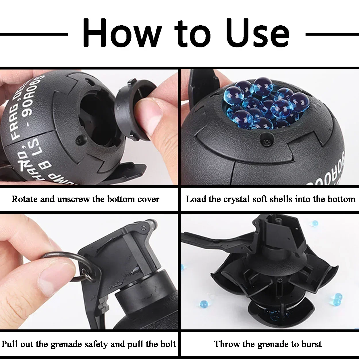 AQTactical Smoke Grenade Model M67 Burst Mine Water Grenade Bouncing Smoke Grenade and Other 10 Different Airsoft Grenade Models