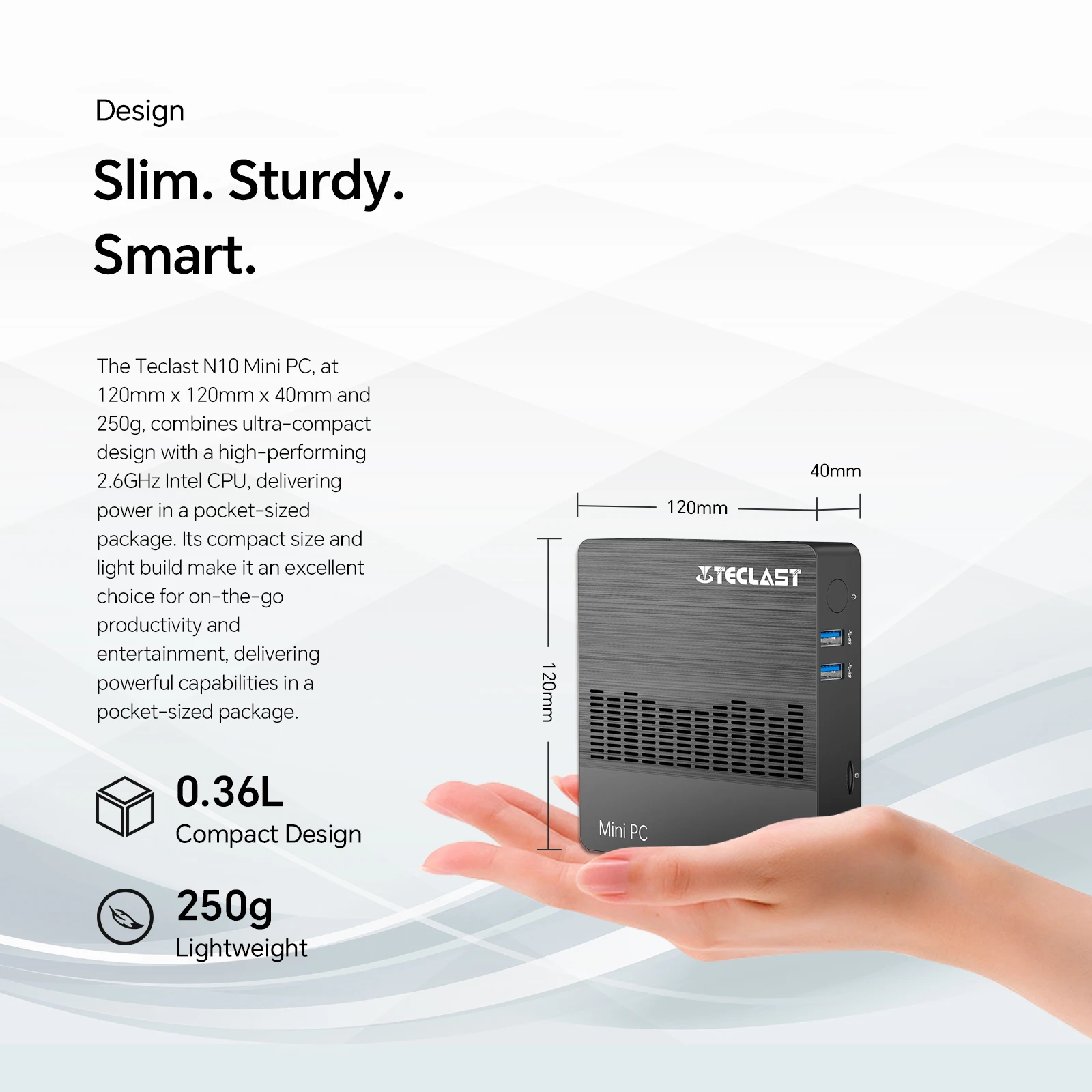 Teclast N10 Mini PC Windows11 Pro Intel N4000 6 GB RAM 128 GB ROM M.2 SSD Desktop portatili Mini computer HDMI + VGA USB3.2x3 RJ45