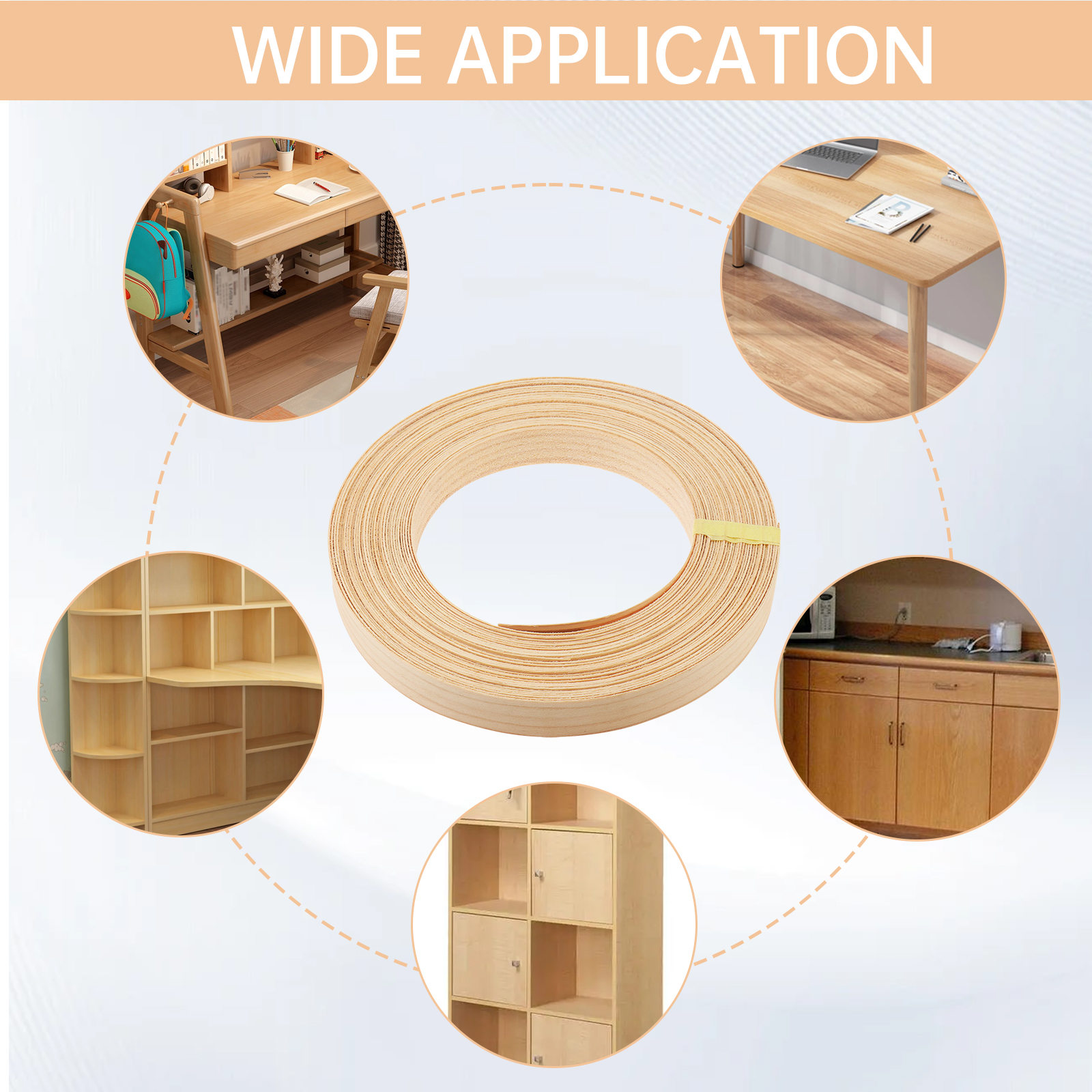 15M Decorative PVC Edge Strip Banding Adhesive Furniture Cabinet Wood Surface Table Edging Tape Funiture Accessories