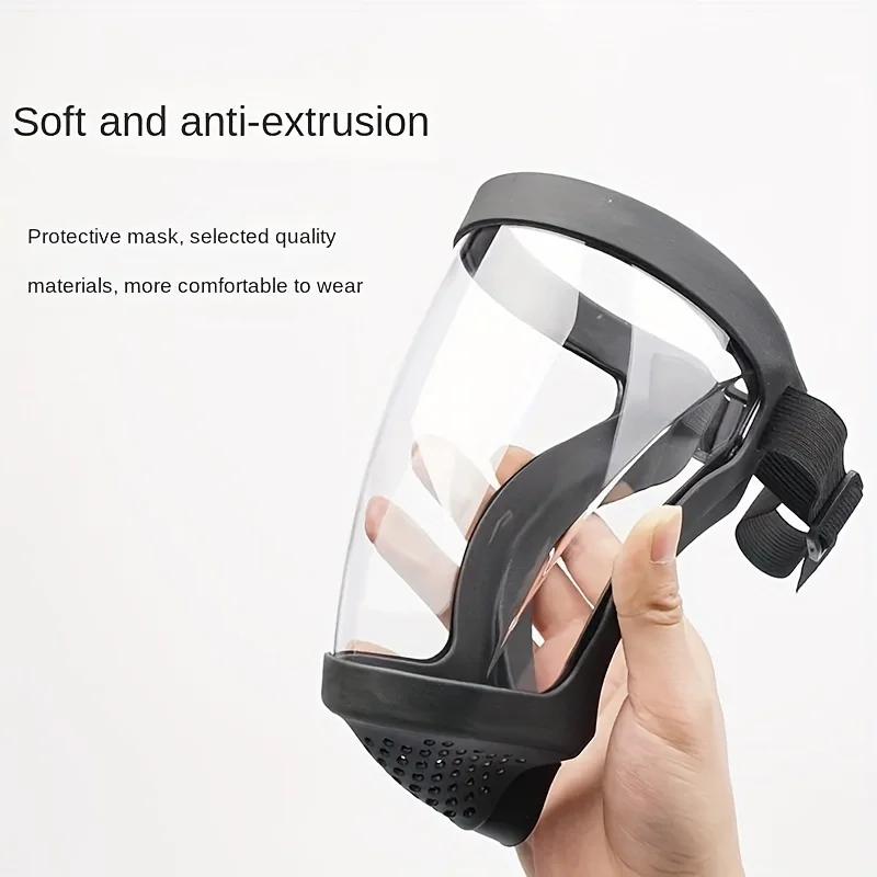 Masque de protection intégral transparent avec structure réglable, écran facial réutilisable, degré de chaleur, sécurité au travail