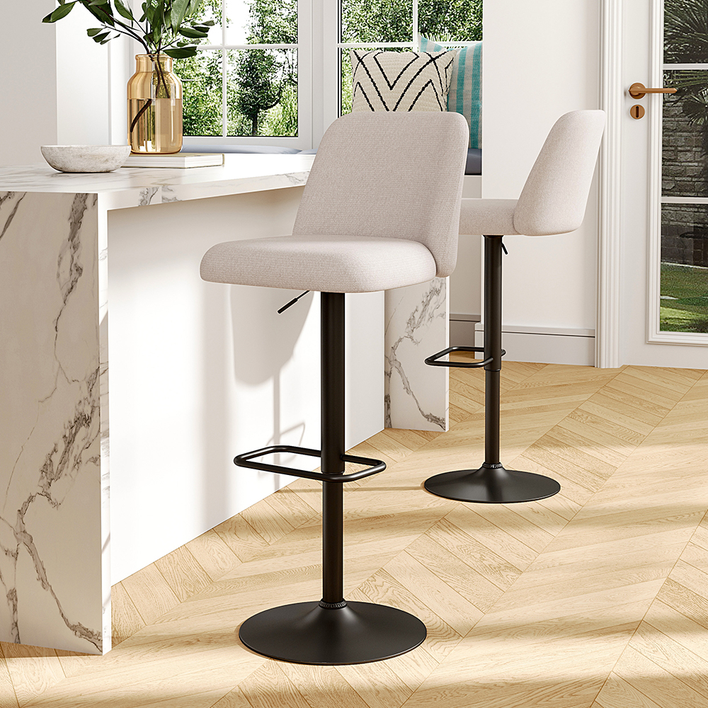 2 sets of bar stools with backrests that can be rotated 360°, Home High Foot Stool for Breakfast Bar Counter Kitchen