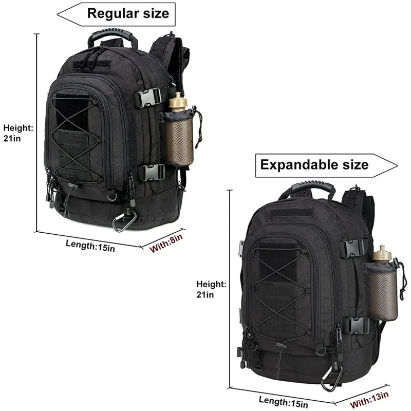 Taktischer Rucksack für Herren, 60 l, Molle-Angriffsrucksack, robust, wasserdicht, großes Fassungsvermögen, Bug-Out-Tasche für Wandern, Camping, Jagd