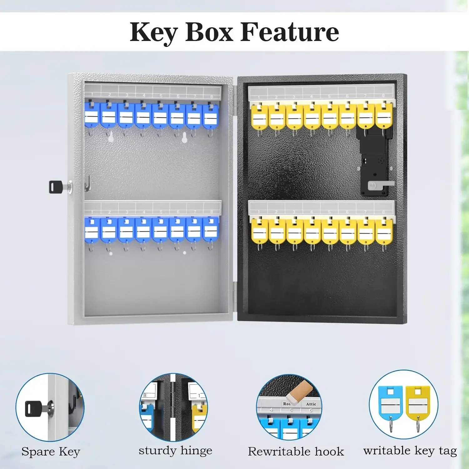 Hier 32 Schlüssels chloss, intelligenter Wand schlüssels chrank, otp/App Bluetooth/fester Code zum Entsperren des Schlüssel verwaltungs safes