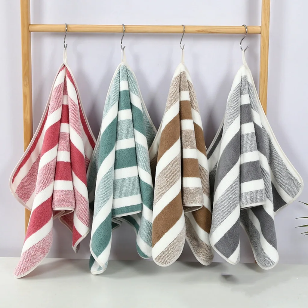 Toalla facial a rayas, absorbente y de secado rápido, súper suave, agradable para la piel, para el baño del hogar, 35x75cm, 1 Uds.