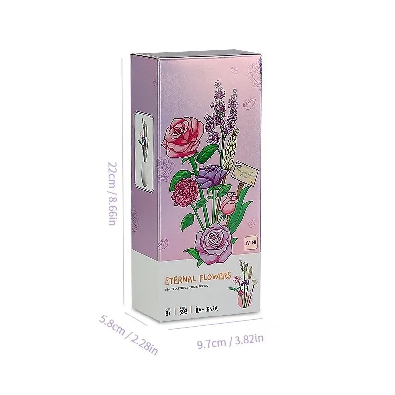 Juego de bloques de 547 de flores, mini lavanda rosa, rosa