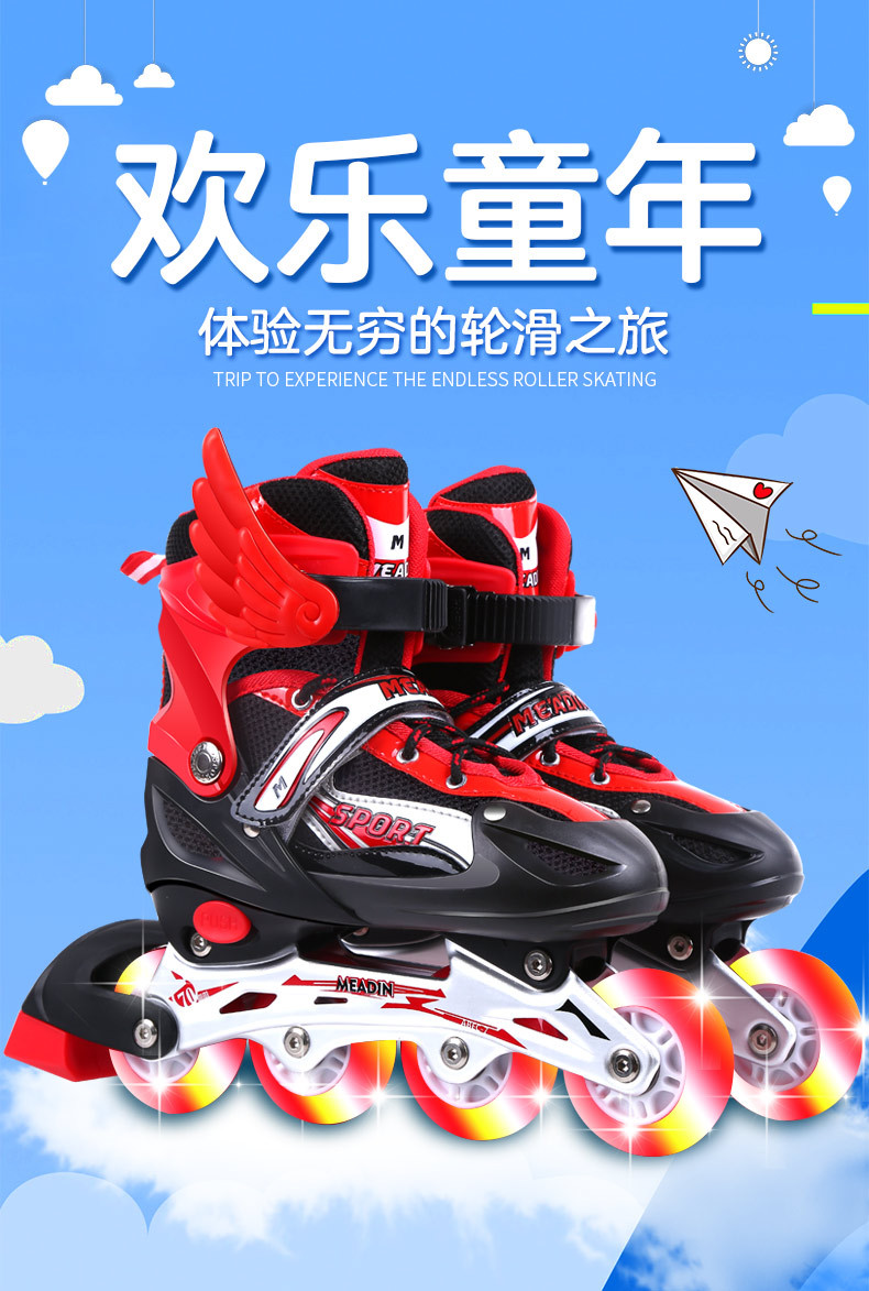 Patins pour enfants patins réglables ensemble complet de patins à roulettes de pratique en plein air en ligne clignotants