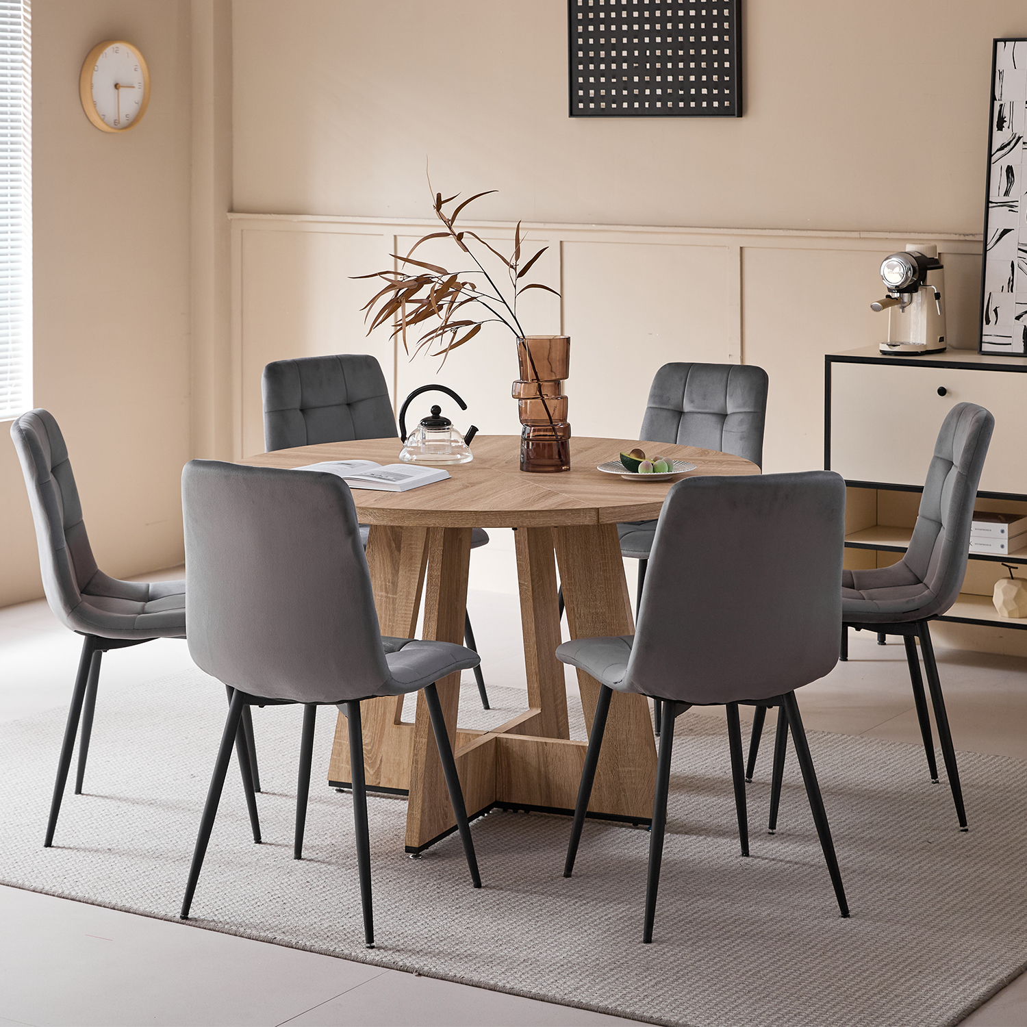 2/ 4 Stück moderne Esszimmerstühle, samtgepolsterter Sitz, Eisenbeine, nordischer minimalistischer Stuhl für Küche, Wohnzimmer/Esszimmer, Restaurant, Grau